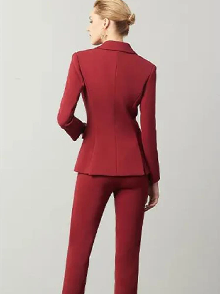 Double Breasted Elegant Women's Sets Lapel Slim Fit Goddess Suit 2-piece Set (suit + Pants) Chic Woman Luxury Blazer Suits