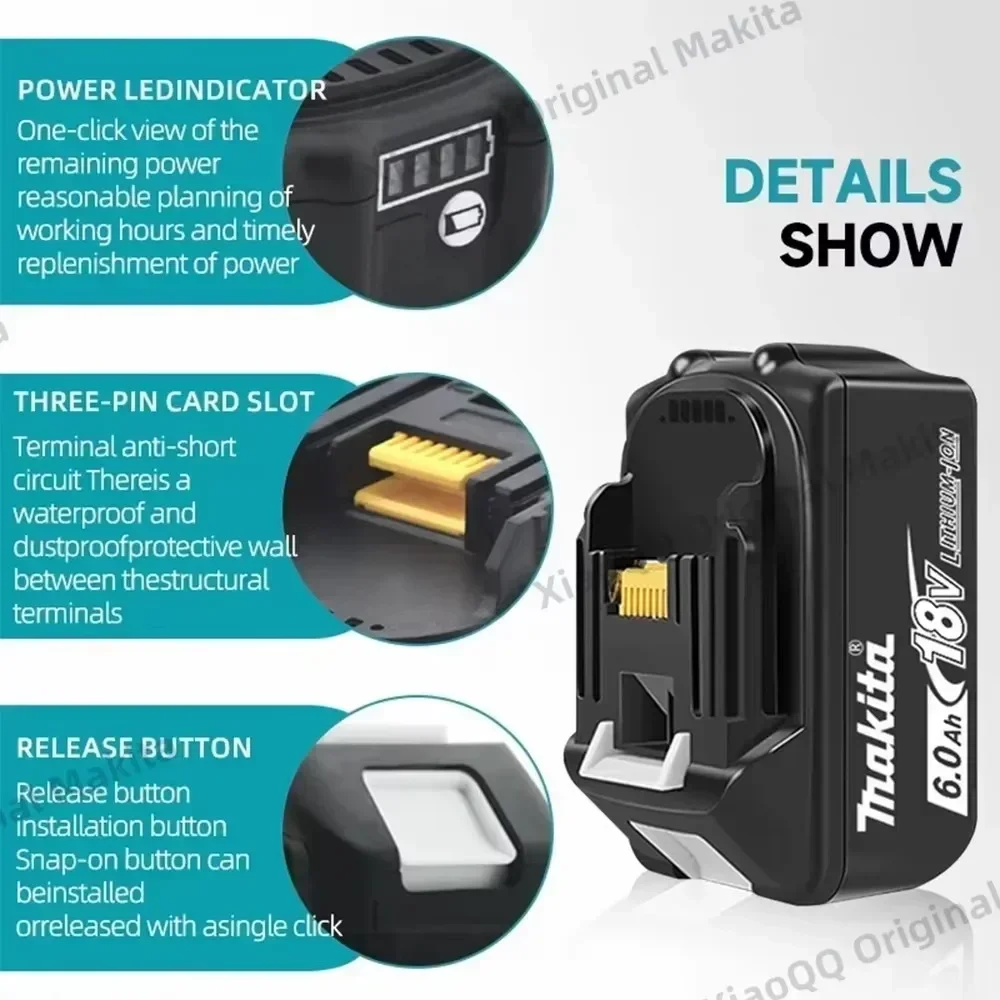 Литиевая батарея Makita 18 В 6 0 Ач со светодиодной аккумуляторной батареей LXT BL1860 BL1850