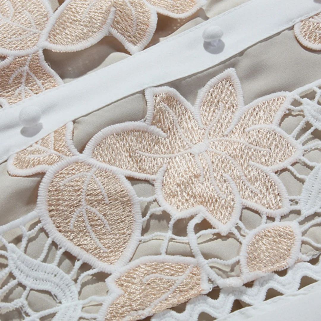 Женское однотонное платье с вышивкой и кружевом Элегантное летнее