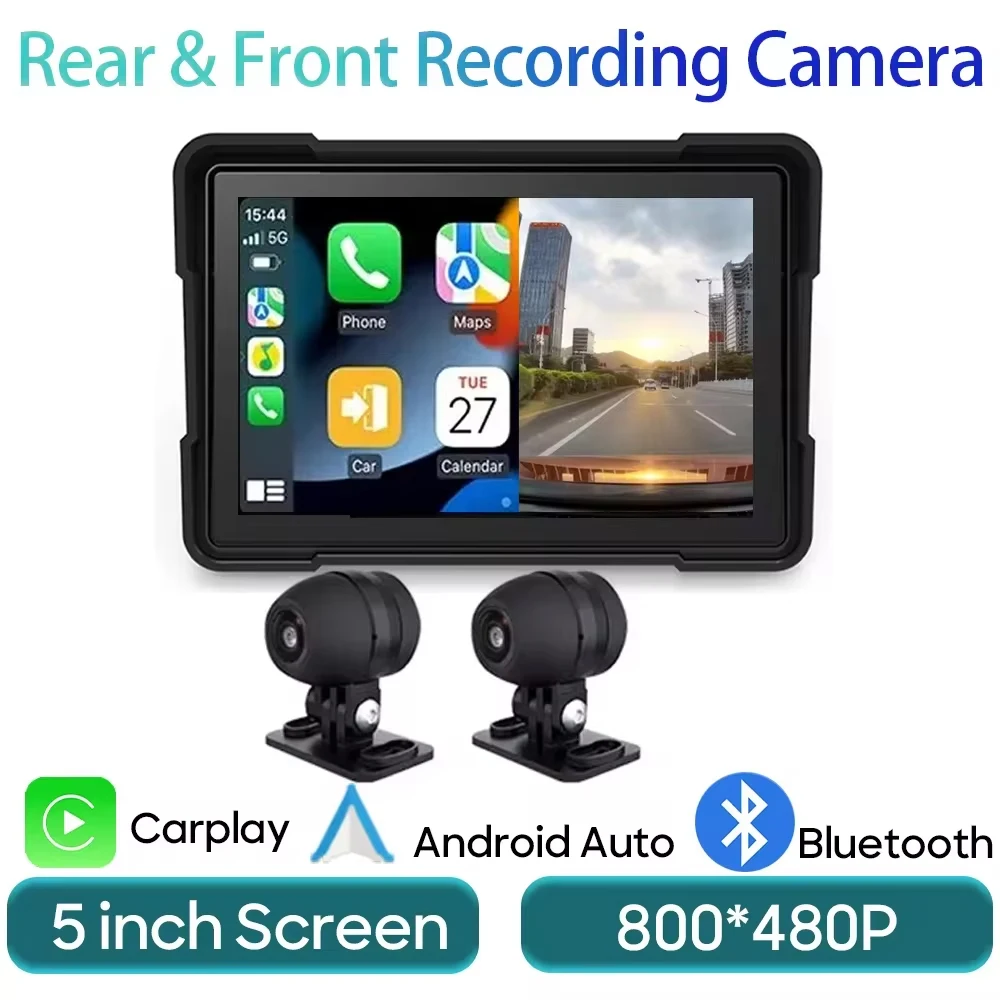 

5-дюймовый Carplay для экрана мотоцикла, умный экран, водонепроницаемый беспроводной Android, авто, приборная панель, видеорегистратор, монитор, навигация, GPS, TPMS, Wi-Fi