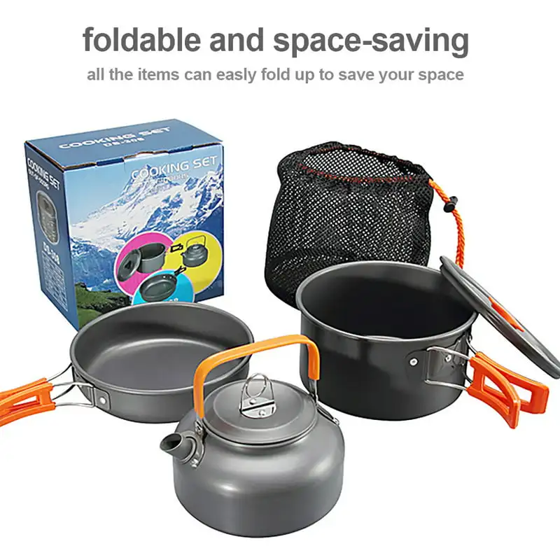 

Hiking Camping Lightweight Non-Stick Stackable Cookware Set, Campfire Utensils Lightweight Cooking Equipment Pot Pan Bowls for O