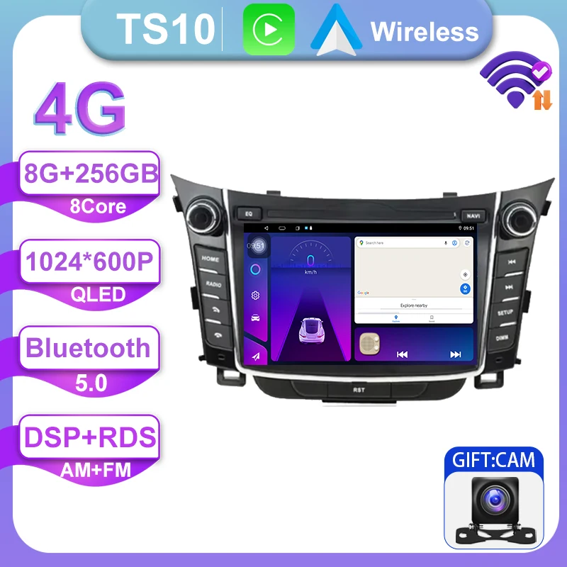 

Автомобильный стереопривод Android, мультимедиа для Hyundai I30 Elantra GT 2012-2017, радио-видеоплеер, GPS, беспроводной Carplay, Android Auto