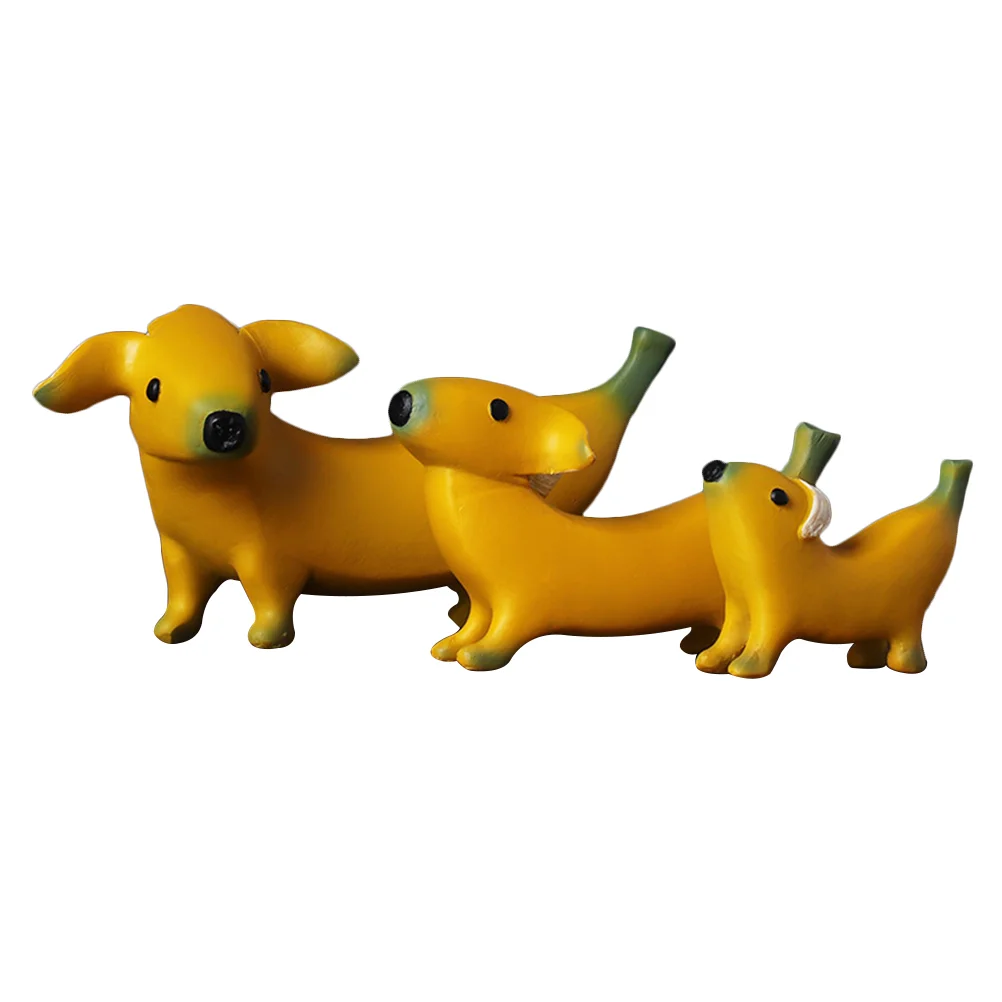 

1 Set Banana Dog Figurines Creative Resin Adornment Home Desktop Decoration