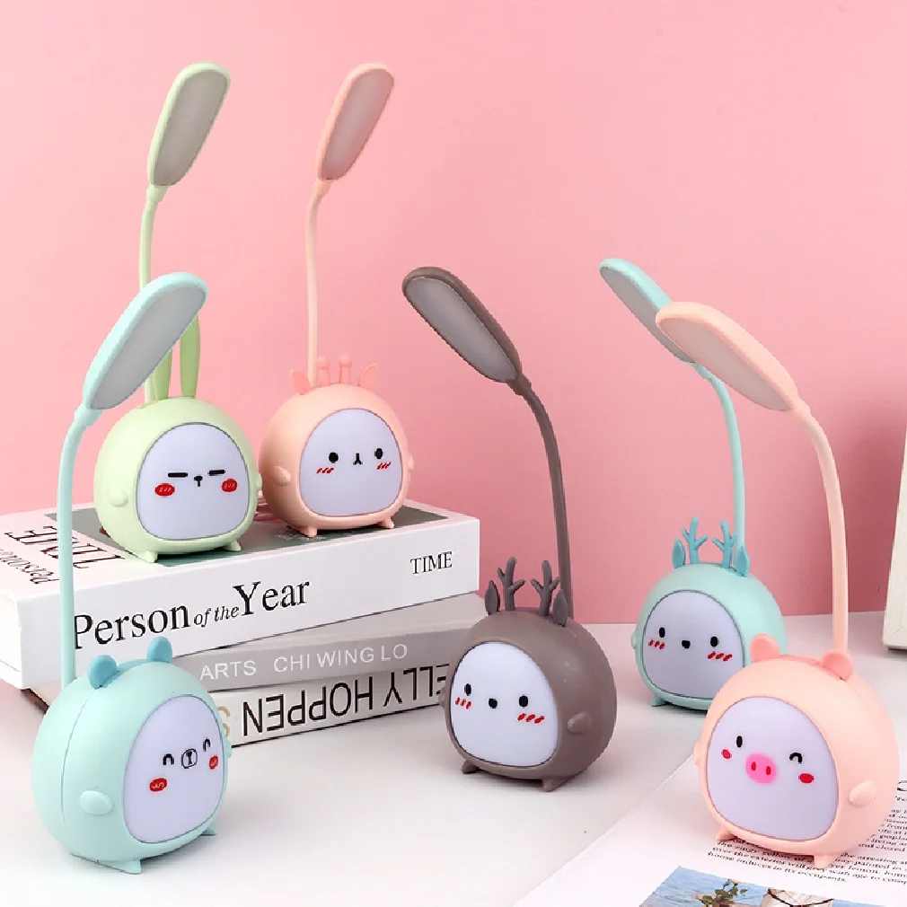 

Cute Cartoon LED Desk Lamp Foldable Table Lamp Eye Protection Reading Lamp USB Rechargeable Night Light Kids' Sleeping Light