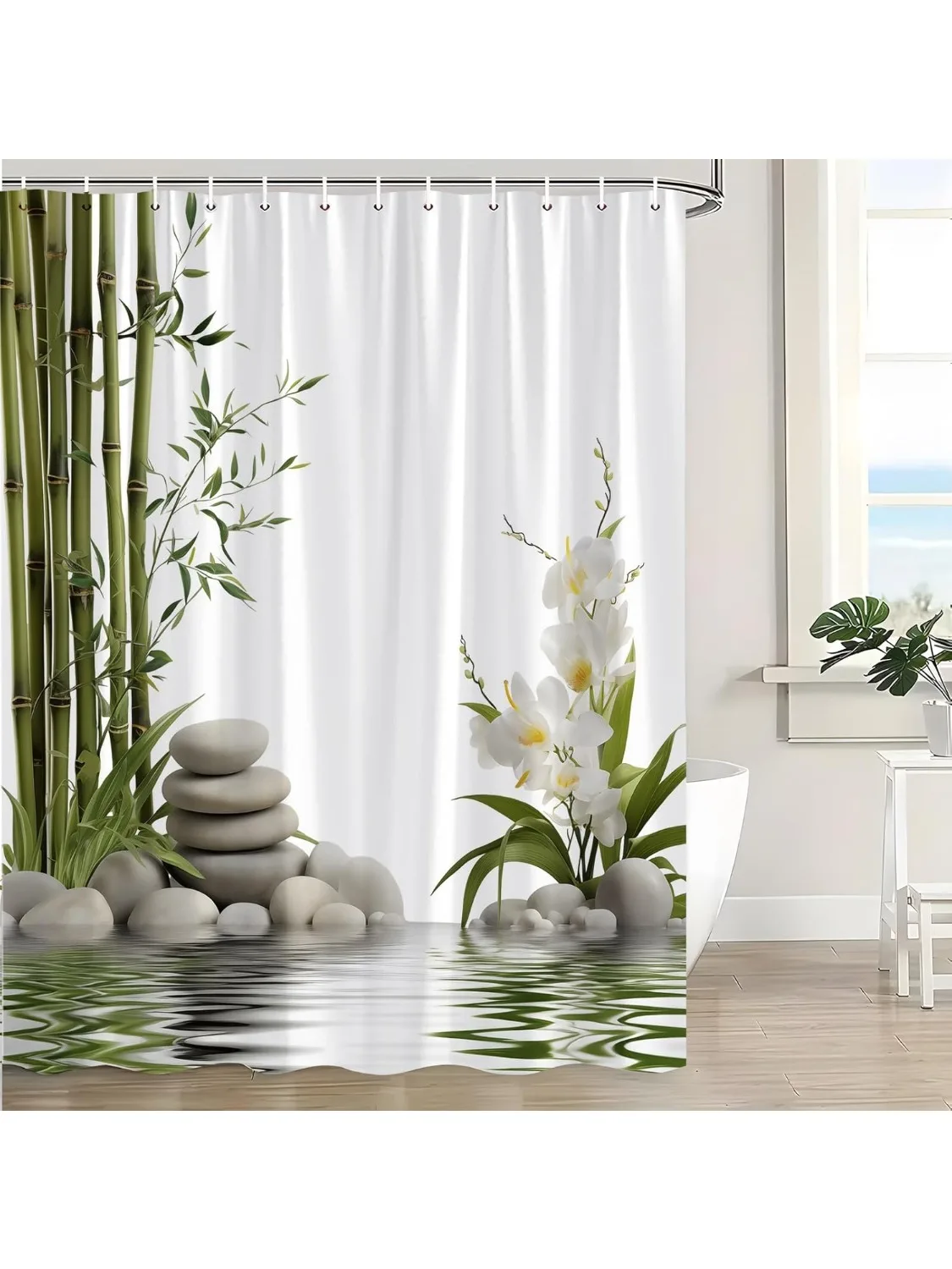 Занавеска для душа полиэстер японский садовый пейзаж