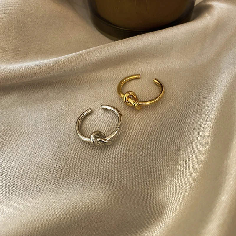 

Silver Gold Colour Knot Women's Ring Female Gift Jewelry Aesthetic Accessories Personalized Gift Rings For Teens 2022 Trend