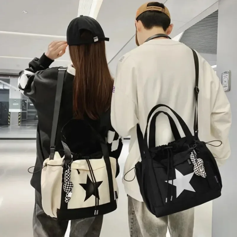 

Personality Women Crossbody Bag Wholesale Large Capacity Couple Shoulder Bag New Casual Nylon Tote Bag Luxury Drawstring Handbag