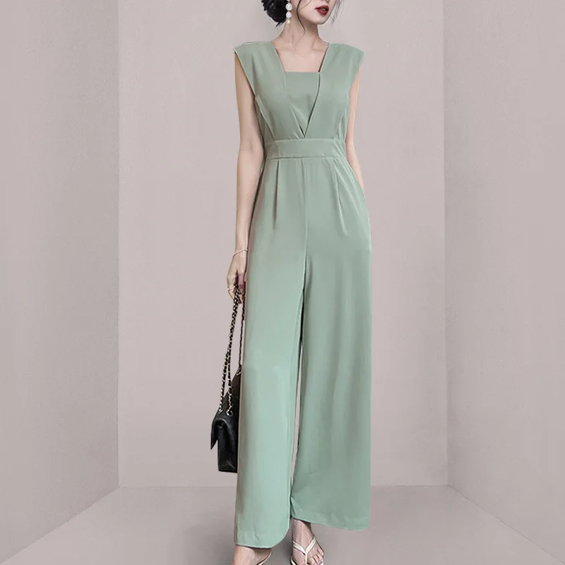2023 New Summer Fashion Party Outweaer Clothes Office Casual Wide Leg Rompers Womens Jumpsuits Elegant Sleeveless Sexy Jumps