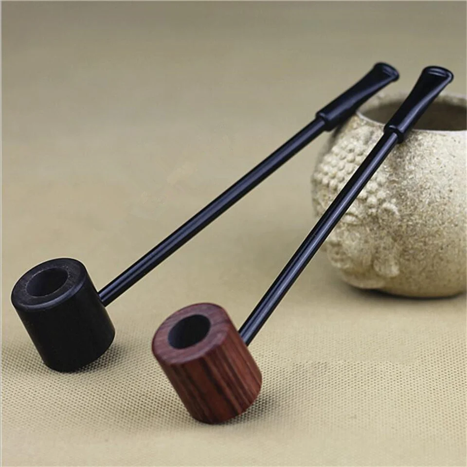 

Wood Pipe Smoking Pipes Portable Smoking Pipe Herb Tobacco Pipes Grinder Smoke Gifts Black/Coffee 2 Colors