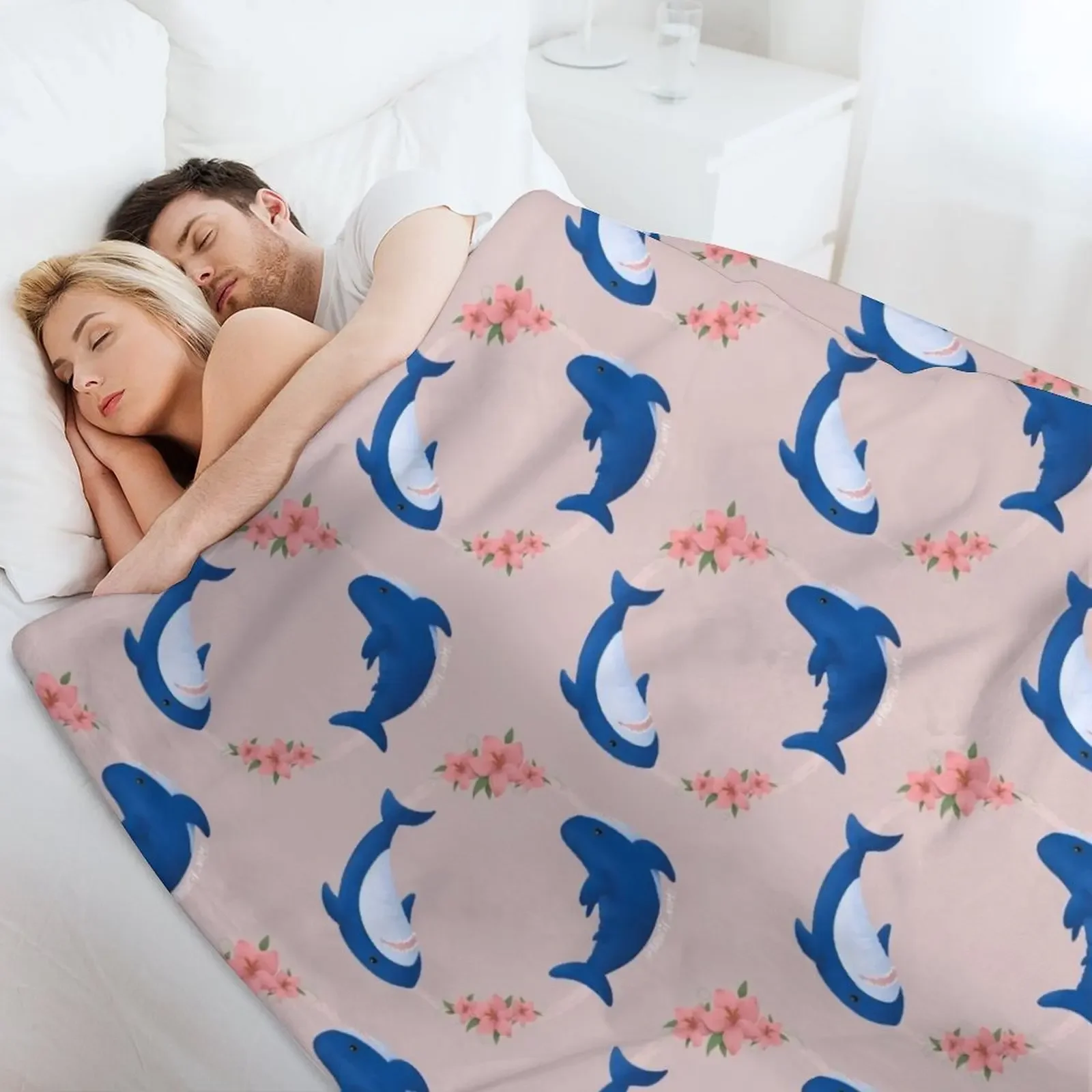Кирпичное одеяло Brucie и Archie Shark плавающий цветок кирпичное пушистые свободные