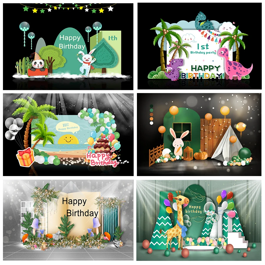 

Photograph Backdrop Happy Birthday Party Theme Kids Party Decor Background Banner Decoration Photocall For Photo Studio