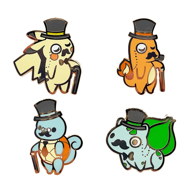 

Anime Games Pokemon Gentleman Pikachu Enamel Pins Kawaii Spirit Metal Cartoon Brooch Backpack Hat Bag Collar Lapel Badges Gift