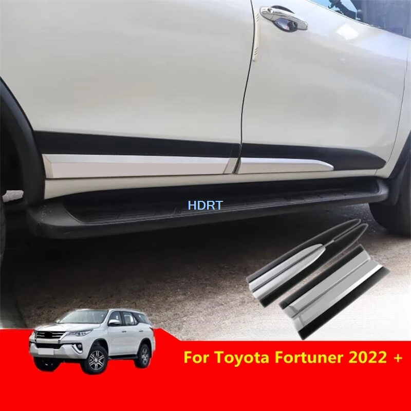 

Для Toyota Fortuner 2022 + автомобильный стиль, боковая юбка на дверь, отделка края с логотипом, защитная декоративная наклейка, внешняя наклейка