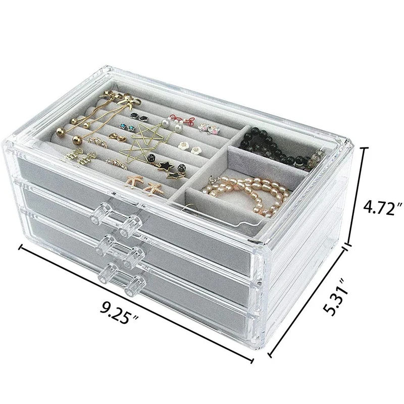 Transparent Acrylic Jewelry Storage Box Earrings Multi Layer Jewelry Earring Rings Necklaces Bracelets Display Case Women Gift