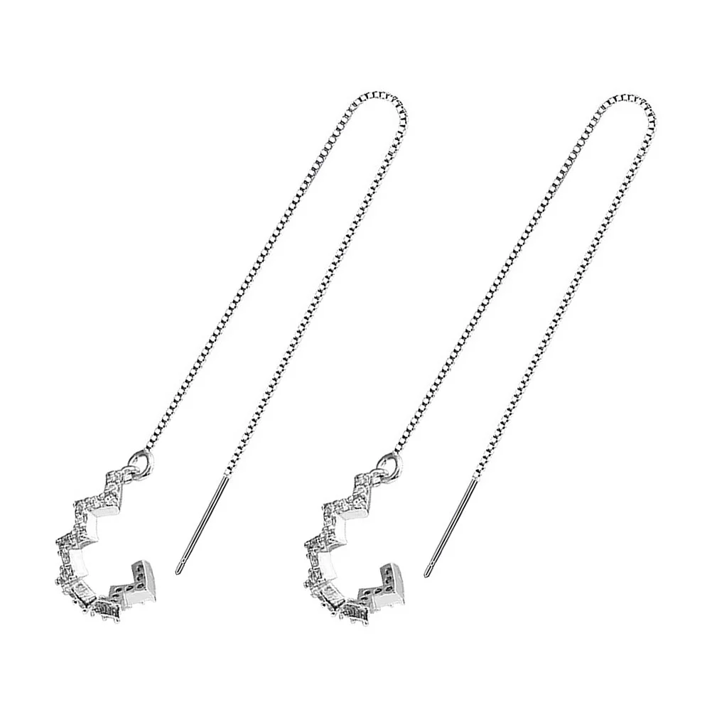 

Earringswomen Dangletrendy Threaderchain Ear Drop Costume Korean Jewelry Fashion Three Looks Thatone Silver Dangling Teen