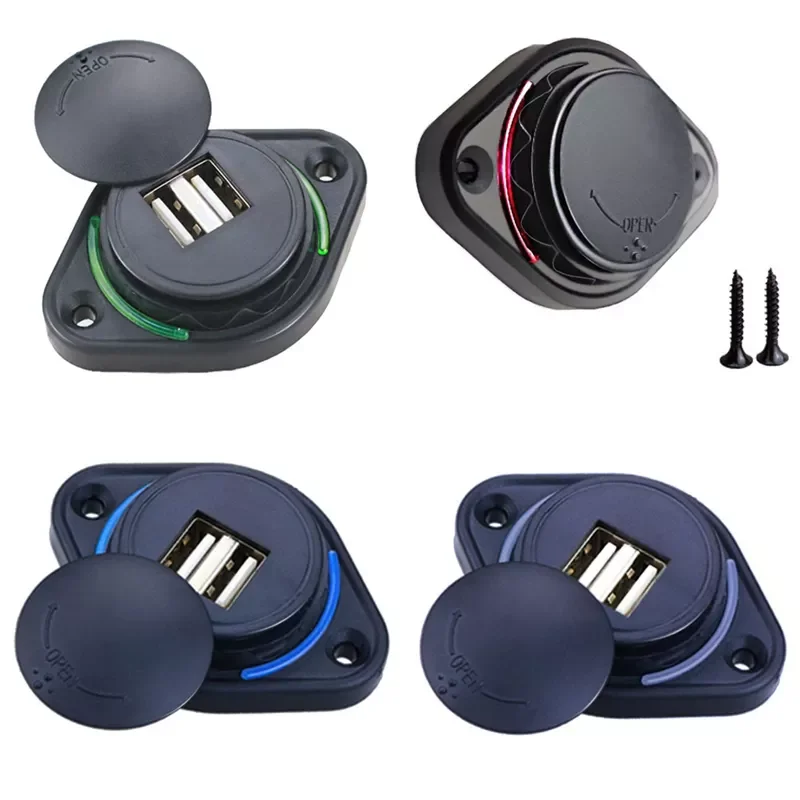 

3.1A Car Dual USB Port Charger Power Adapter Waterproof LED Twin Socket Mobile Phone Charging Outlet Auto Accessories