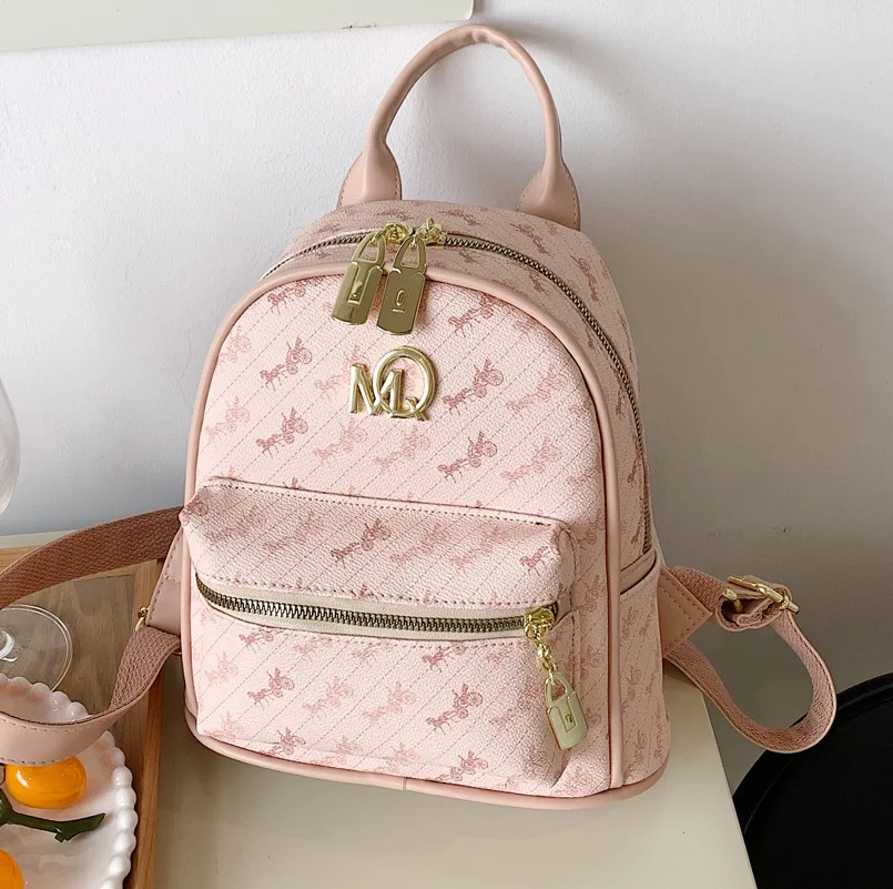 

2022 New women's portable anti-theft backpack outdoor girls casual PU leather printing large capacity travel backpack schoolbag