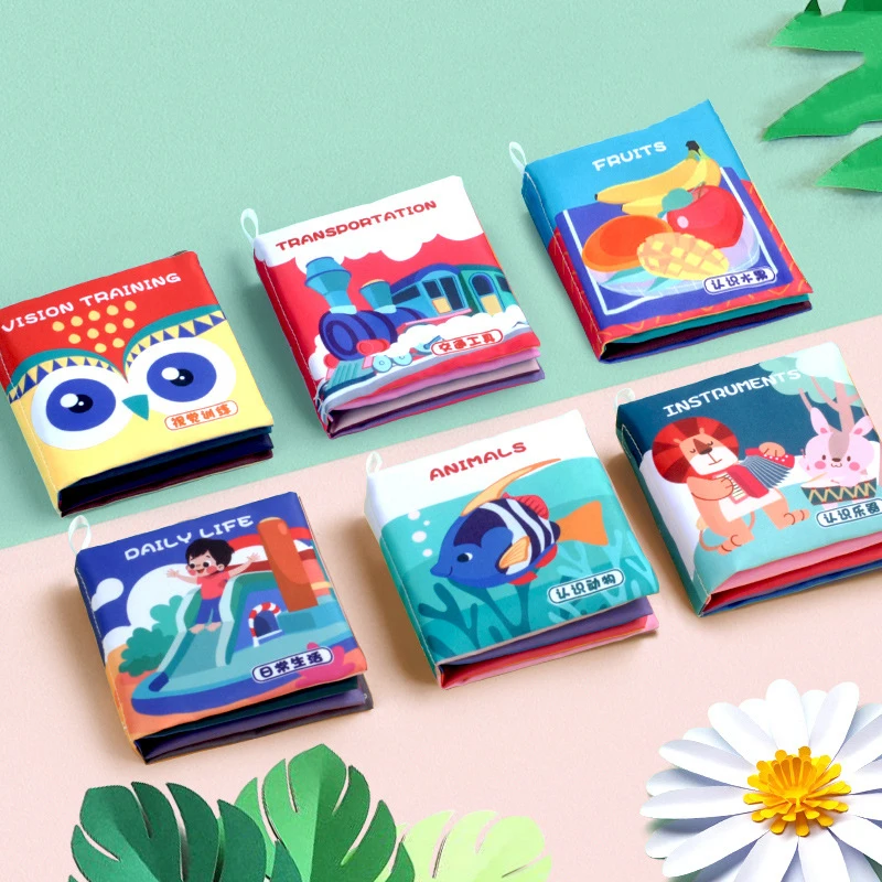 

Baby Toy Cloth Book 6 / 8 Books Set Bilingual Cloth Book Early Educational Kid Learning Toys Soft Safety Children Toy