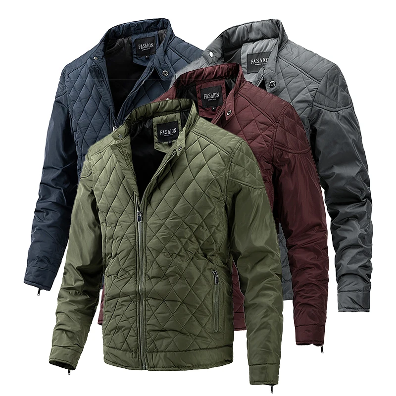 

2022 New Spring Autumn Mens Business Jacket Casual Diamond Collar Jacket Coats Men High Quality Zipper Slim Jackets Clothing