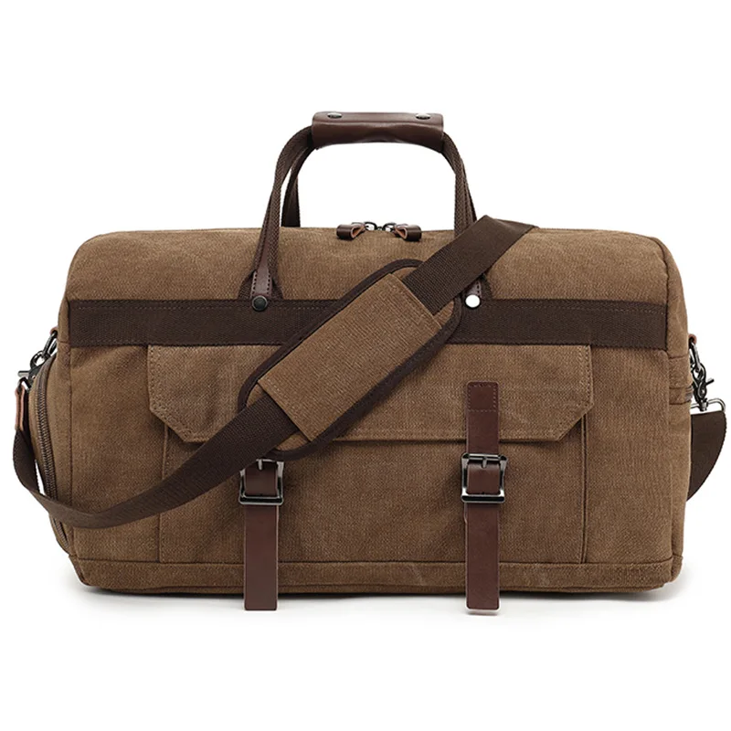 Large Capacity Men Canvas Travel Bag Weekend Duffel Bag Leisure Handbag Male Carry on Luggage Bag Retro Crossbody Bag