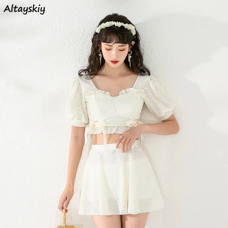 

Bikini Set Women Sexy Cosy Popular Lovely Solid Ins Swimsuit Korean Style Young Ladies Summer Clothing Cool College Holiday Fit