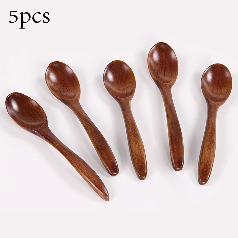 

5 Pcs 14 Cm Tablespoons Honey Coffee Spoon Stirring Spoon Kitchen Wooden Spoon Bamboo Cooker Tools Soup Teaspoon Catering