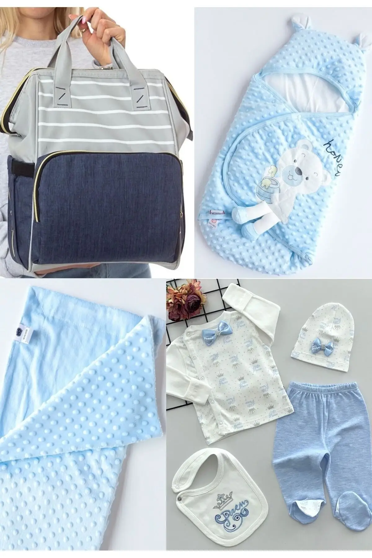 

4 шт. большой набор для родов (рюкзак для ухода за ребенком, пеленка из 100% хлопка, одеяло из нута, для больницы) хлопок