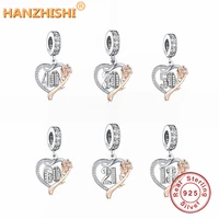 925 sterling silver number 13 80 70 40 50 heart flower dangle charms beads fits original pan bracelet jewelry birthday gift
