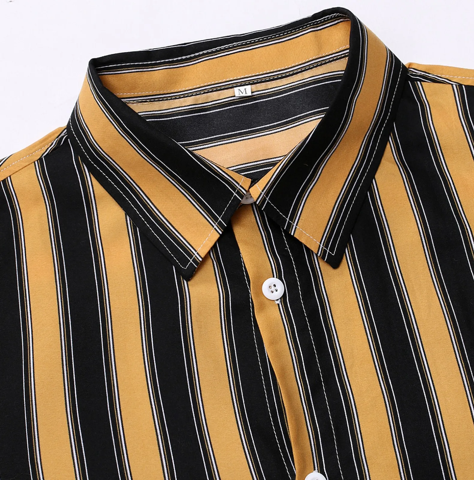 Мужская полосатая рубашка повседневная однобортная пляжная с отложным