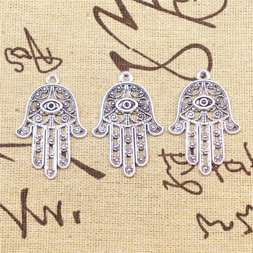 

Eye Palm Charms For Jewelry Making Pendant For Jewelri Handmade Products 42X28mm Antique Silver Color 3 Pieces
