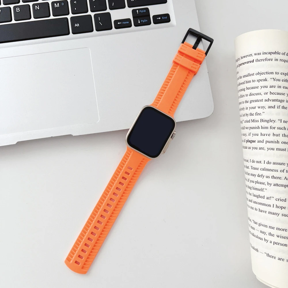 Фото Силиконовый ремешок для Apple Watch, мягкий прочный браслет для iWatch Ultra Series 10 9 5 SE 6 7 8, 49 мм 45 мм 41 мм 44 мм 40 мм 42 мм 46 мм №3