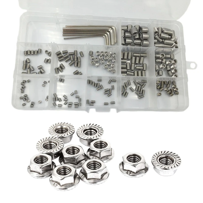 

240 Pcs M3 M4 M5 M6 M8 Metric Stainless Steel Hex Socket Set Screw Assortment Kit & 10 Pcs 8Mm Height M8 Thread Stainless Steel