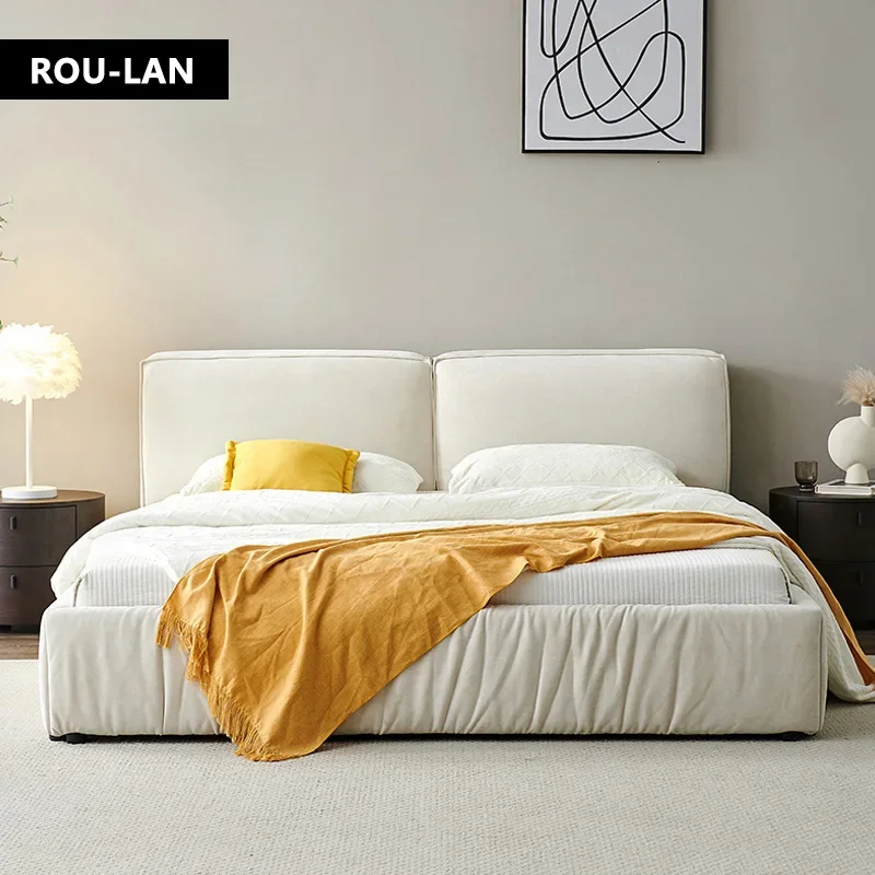 Cama de cuero suave minimalista Modern cama двойной роскошный с высоким качеством главный спальни