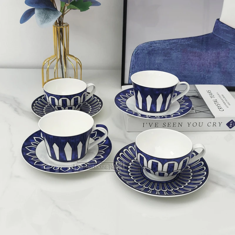 European Style Set Classic Bone China Coffee Cup and Saucer Dinner Plate Afternoon Tea Double Cup Set Drinking Set Gift Box
