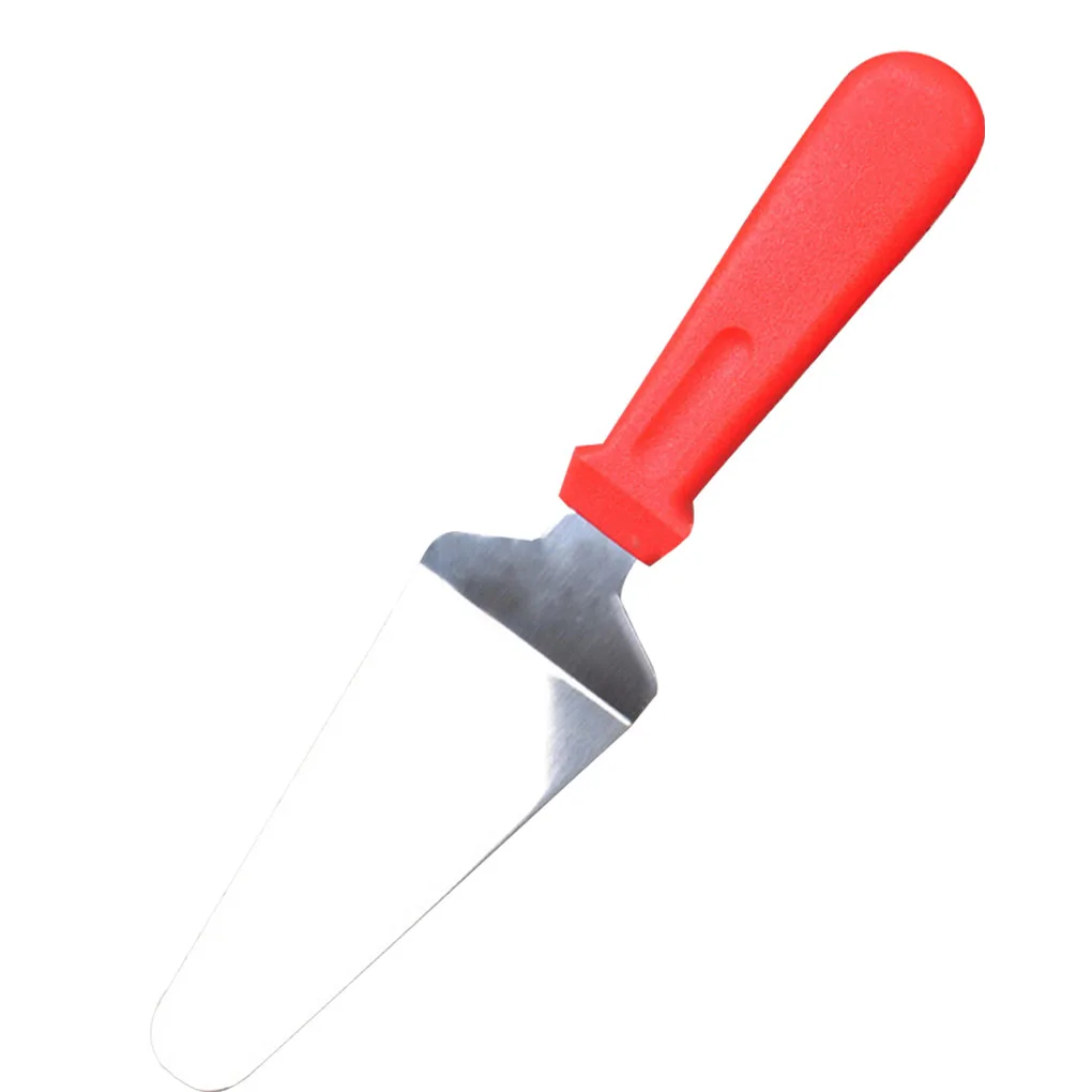 

Stainless Steel Pizza Peel Pie Server Cake Spatula Scraper with Plastic Handle Baking Flatware, Red