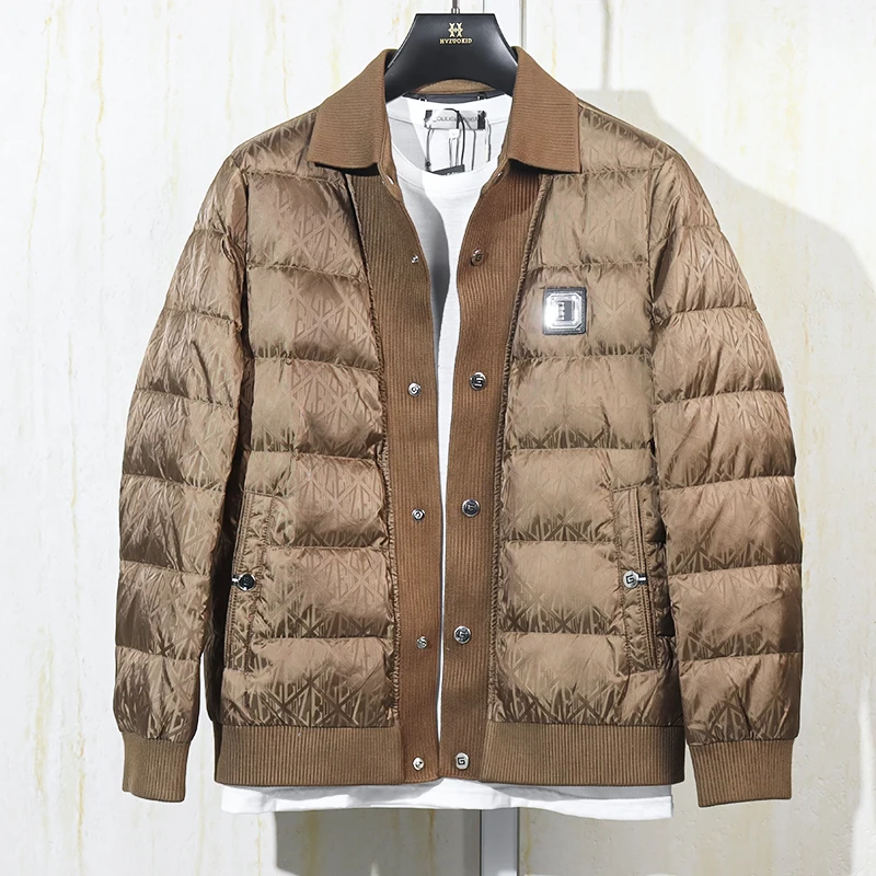 Универсальный мужской зимний коричневый модный простой пуховик Ferra's New Tail