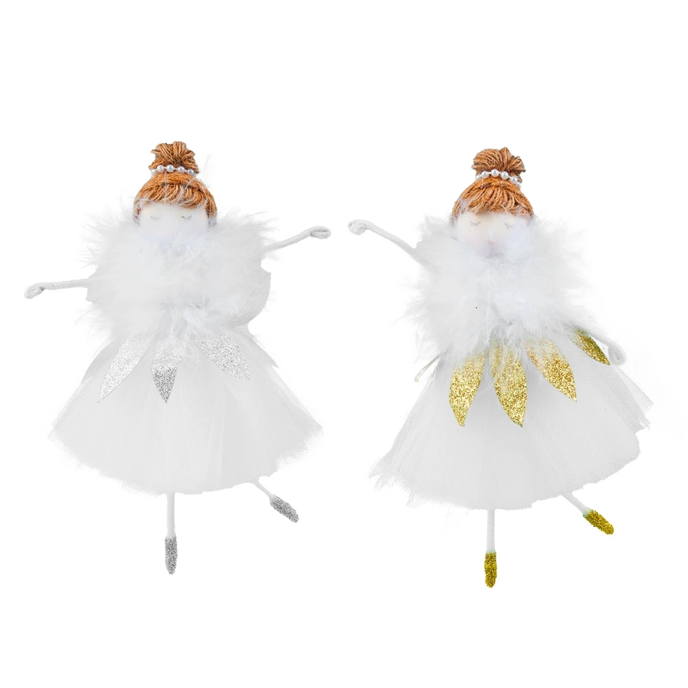 

2Pcs Cute Christmas Doll Home Decoration Angel Ballet Doll Christmas Tree Pendant Decoration Children Gift