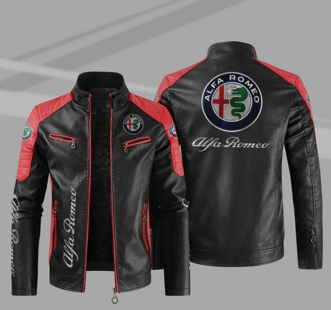 

Мужская мотоциклетная куртка из ПУ кожи, с логотипом Alfa Romeo
