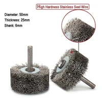 1pcs 6mm shank steel wire brush wheel rotary tools for metal rust removal polishing wire brush power tool access 50x25mm
