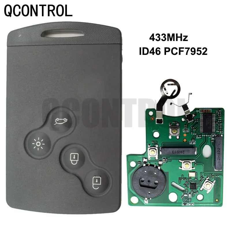 QCONTROL 4 кнопочный фонарь подходит для Renault Koleos Scenic 433 МГц с чипом 7952 | Автомобили и