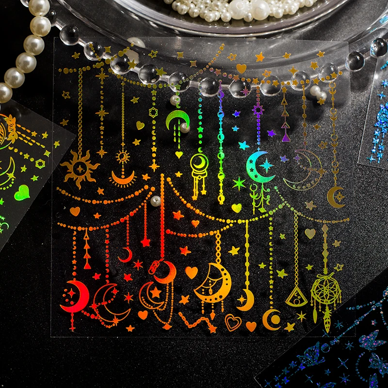 

2 листа наклеек звезда бронзирующий Блестящий коллаж рефракция Скрапбукинг материалы декоративная бумага водостойкая наклейка для журнал...