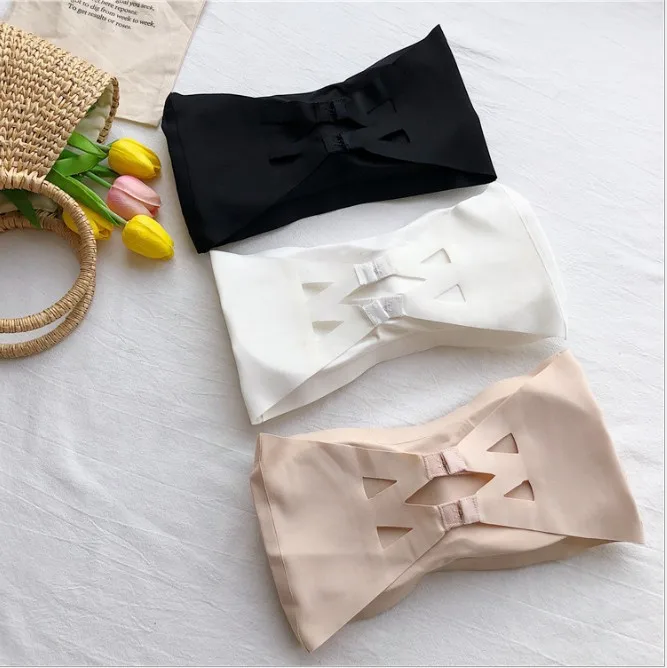 

ZUZZEE Womens Summer Ice Silk Tube Top With Chest Pad Wrap Chest Strapless Underwear Seamless Breathable Tube Tops