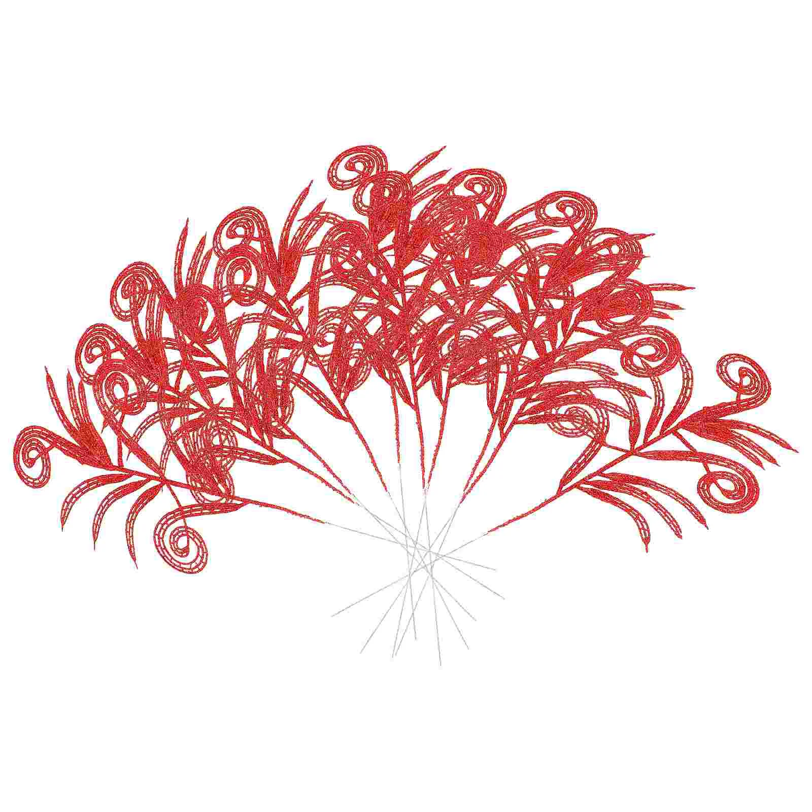 

Picks Christmas Glitter Leaf Leaves Spray Flower Stem Floral Poinsettia Stems Faux Branches Arrangement Supplies