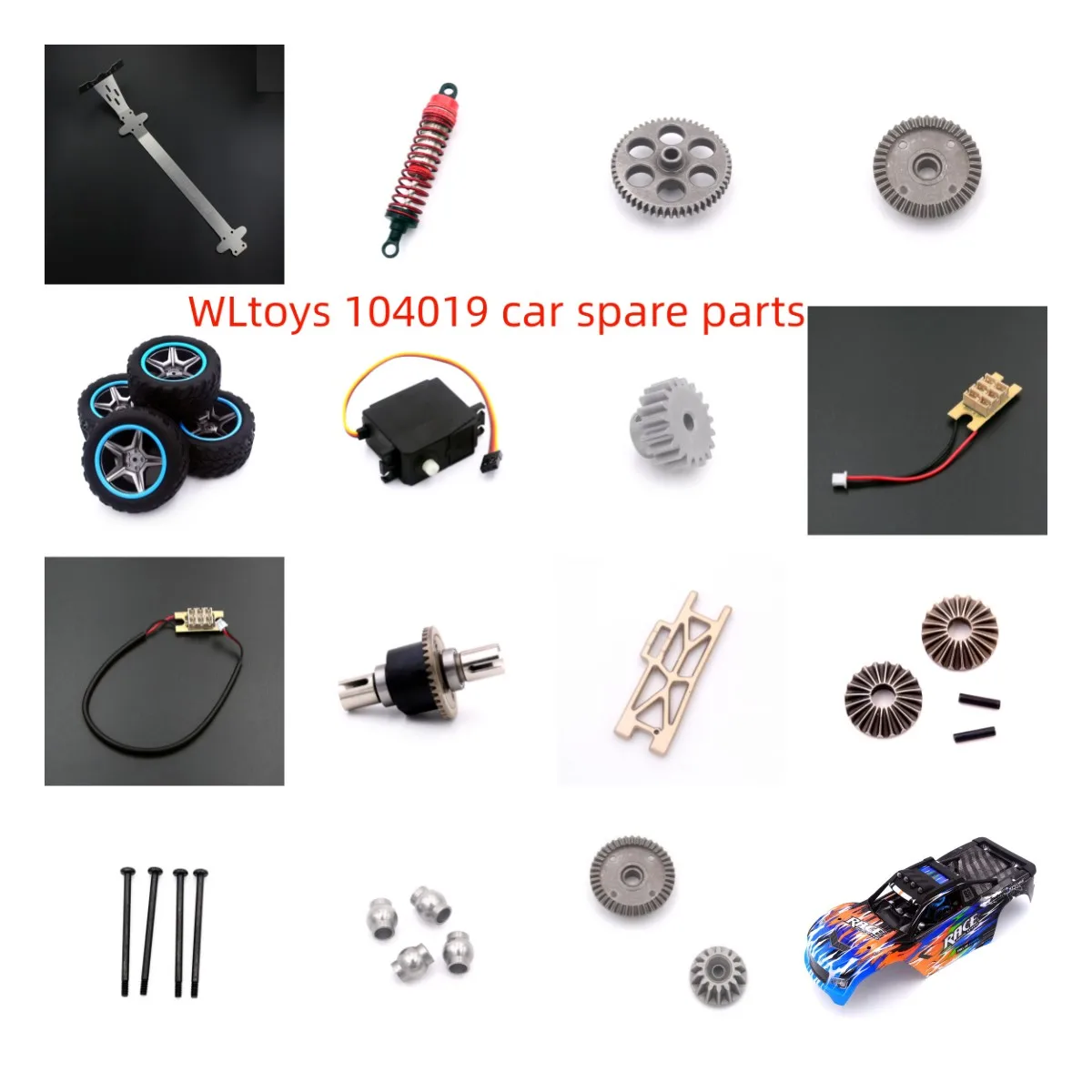 

WLtoys 104019 RC remote control car spare parts Shock-absorbing shell differential servo anti-collision chassis tyre