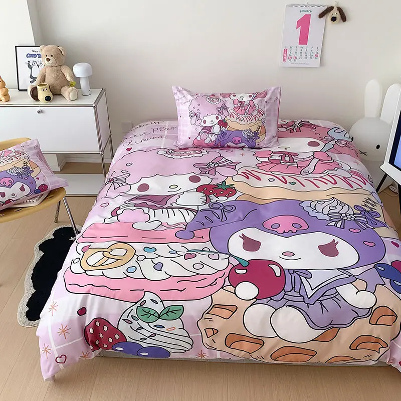 

Kawaii Sanrios Bedding Four-Piece Set Cute Cartoon Cinnamoroll Student Home Suit Bed Sheet Quilt Cover Girls Bed Accessories