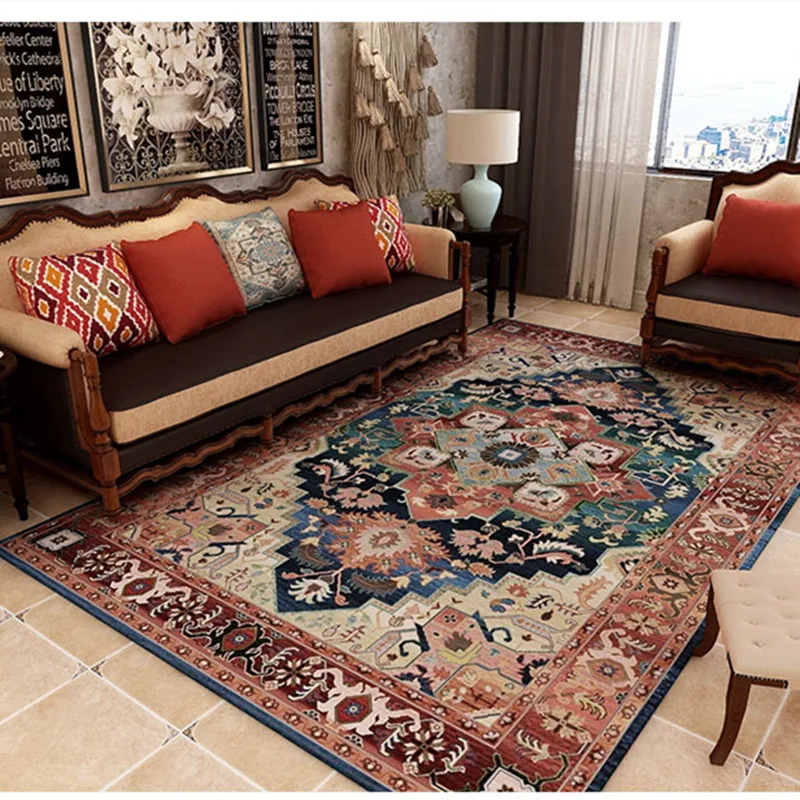 

American Light Luxury Carpet Country Pastoral Living Room Bedside Blanket Retro Printing Coffee Table Sofa Cushion Homestay Bedr