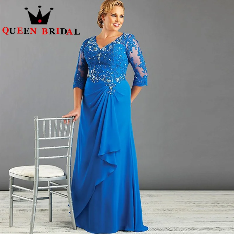 

Sparkly Chiffon Plus Size Mother Of The Bride Dress Appliques Half Sleeve Guest Gowns Vestido De Festa De Casamento Custom M92Q