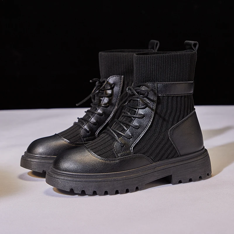 

Black Women Boots Warm Winter Socks Shoes High Top Sneakers Sexy Slim Platform Boot Fashion Plush Fur Ankle Boot for Women Shoes