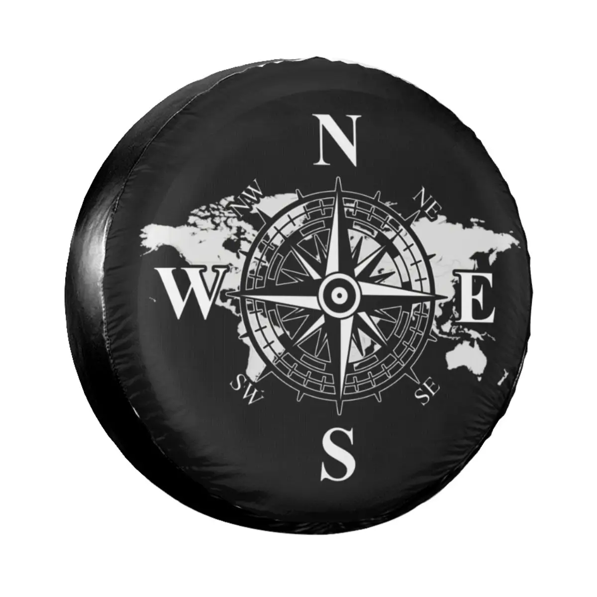 

Compass With World Map Spare Wheel Tire Cover For Suzuki Mitsubish Cardinal Earth Points Vehicle Accessories 14"15" 16