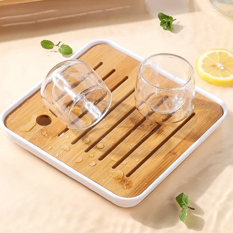

Bamboo Tea Trays Water Storage Coasters Tea Accessories Small Tea Table Tea Trays Set Decorative Plateau Decoratif Service Trays
